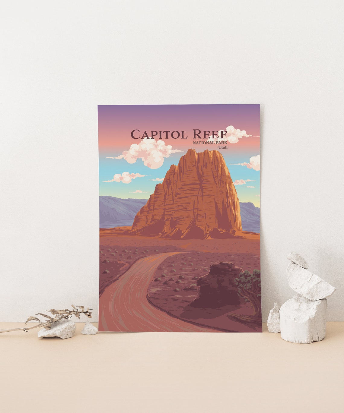 Capitol Reef National Park Utah Usa Travel Prints Navajo Dome Cathedral Valley Temple Of The Sun Vintage Travel Poster Retro Wall Art - Image 4