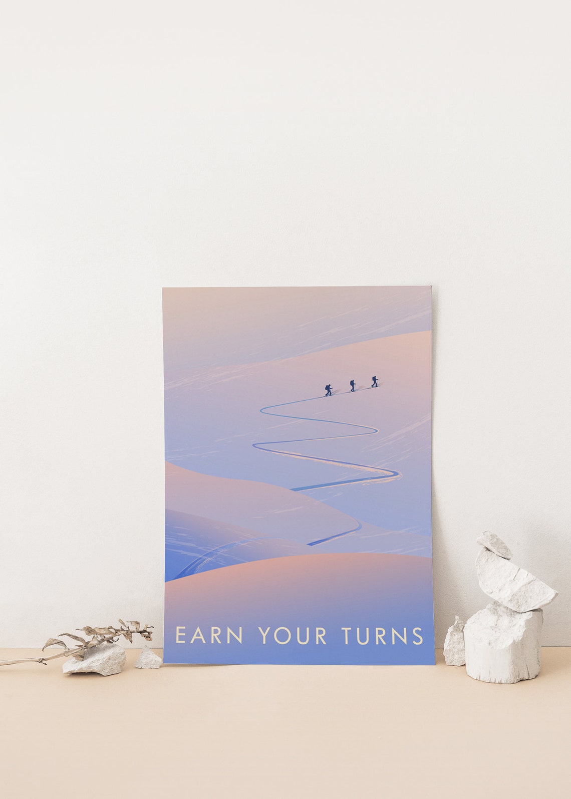 Earn Your Turns Ski Touring Print Skiing Travel Poster Outdoor Adventure Freestyle Mountaineering Backcountry Skier Vintage Ski Poster - Image 4