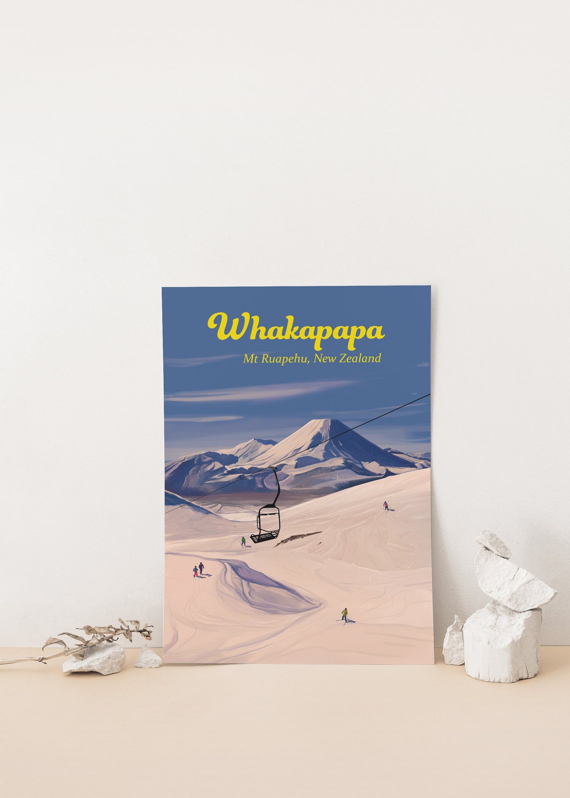 Whakapapa Ski Resort Poster Mount Ruapehu New Zealand Turoa Tongariro National Park Nz Travel Poster North Island Framed Print Art - Image 4