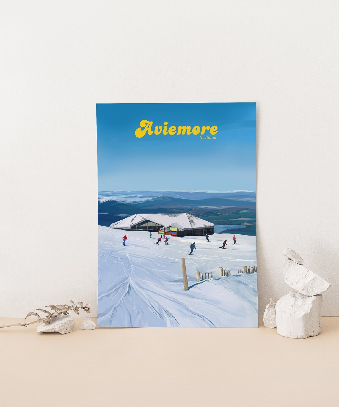 Aviemore Scotland Ski Lodge Snowy Slopes Vintage Ski Resort Travel Poster - Image 3
