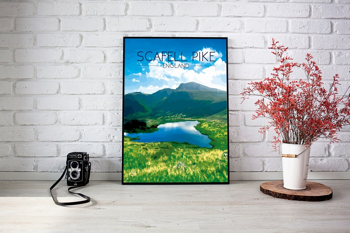 Scafell Pike Poster, Lake District Mountain Art - Image 3
