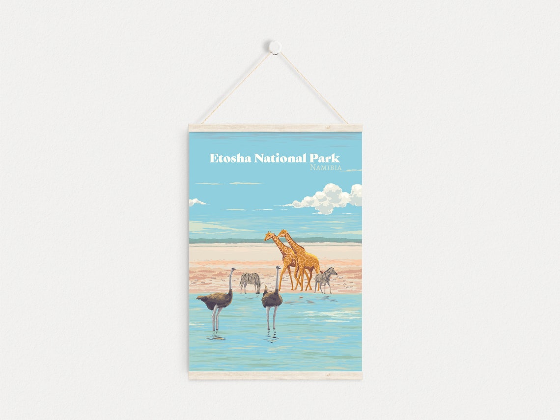 Etosha National Park Poster Namibia Africa Safari Black Rhinoceros Salt Pan Vintage Travel Print Wall Art Namib Naukluft Wildlife - Image 4