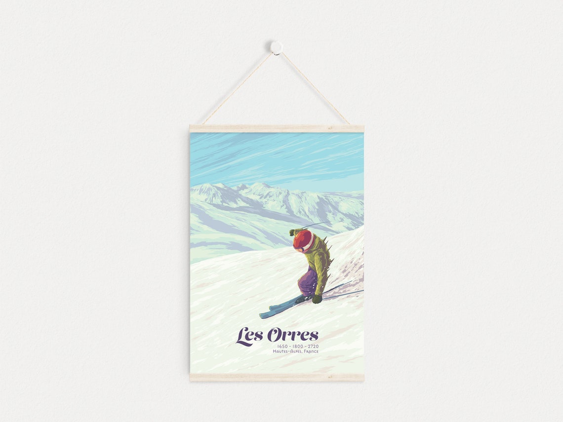 Les Orres Ski Resort Poster France Snowboarding Vintage Travel Print Southern Alps Serre Ponon French Alps 1650 1800 Embrun Valley - Image 3