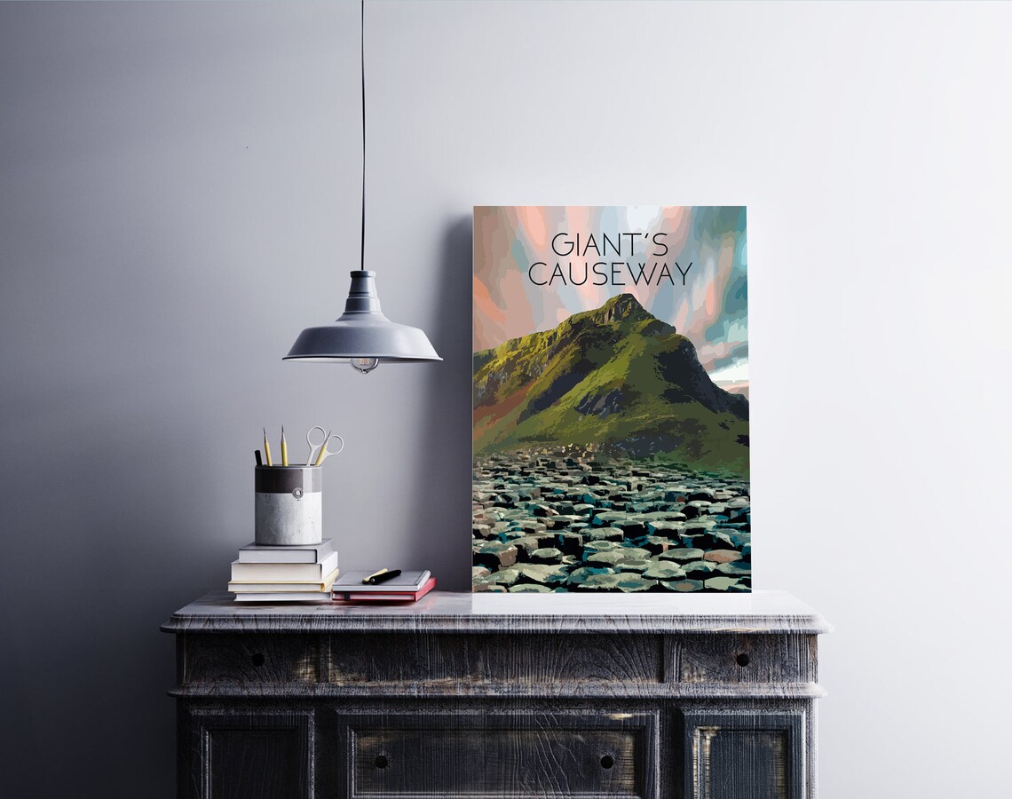 Giants Causeway Retro Travel Poster, County Antrim - Image 2