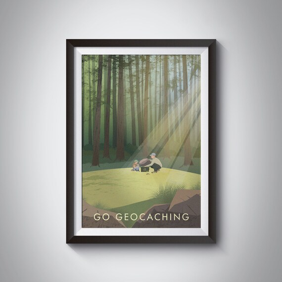 Go Geocaching Sunlit Forest Treasure Hunt Family Adventure Poster