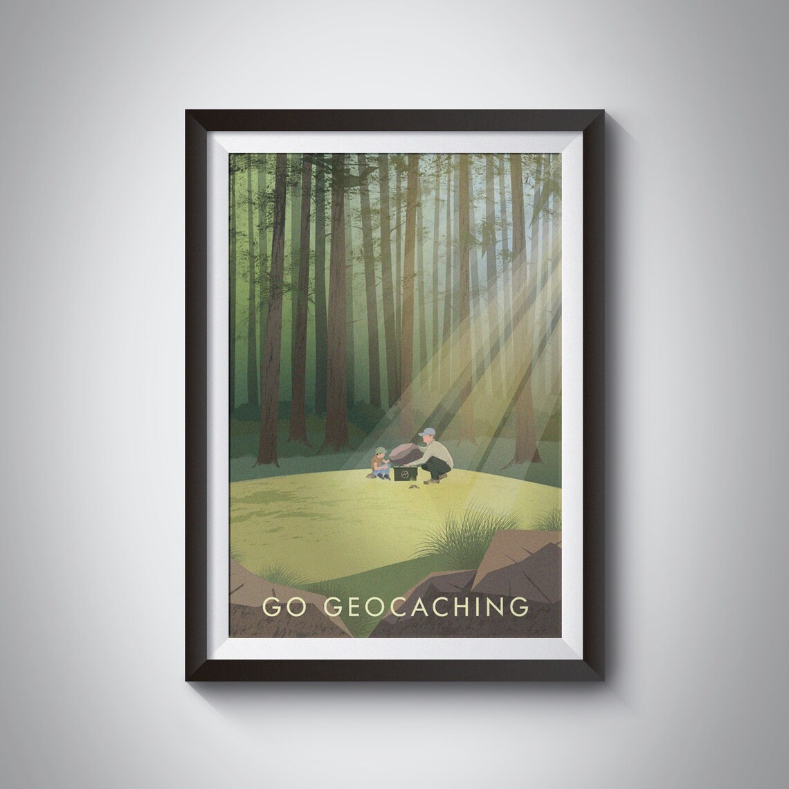 Go Geocaching Sunlit Forest Treasure Hunt Family Adventure Poster