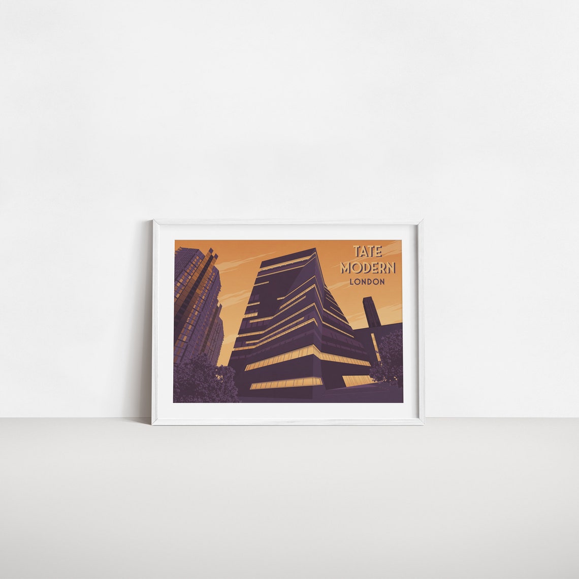 Tate Modern London Poster London South Bank Travel Print Architecture Turbine Hall Art Gallery Museum London Skyline Vintage Wall Art - Image 2