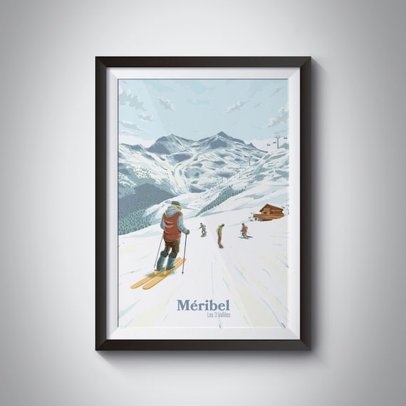 Meribel Ski Resort Vintage French Alps Travel Poster