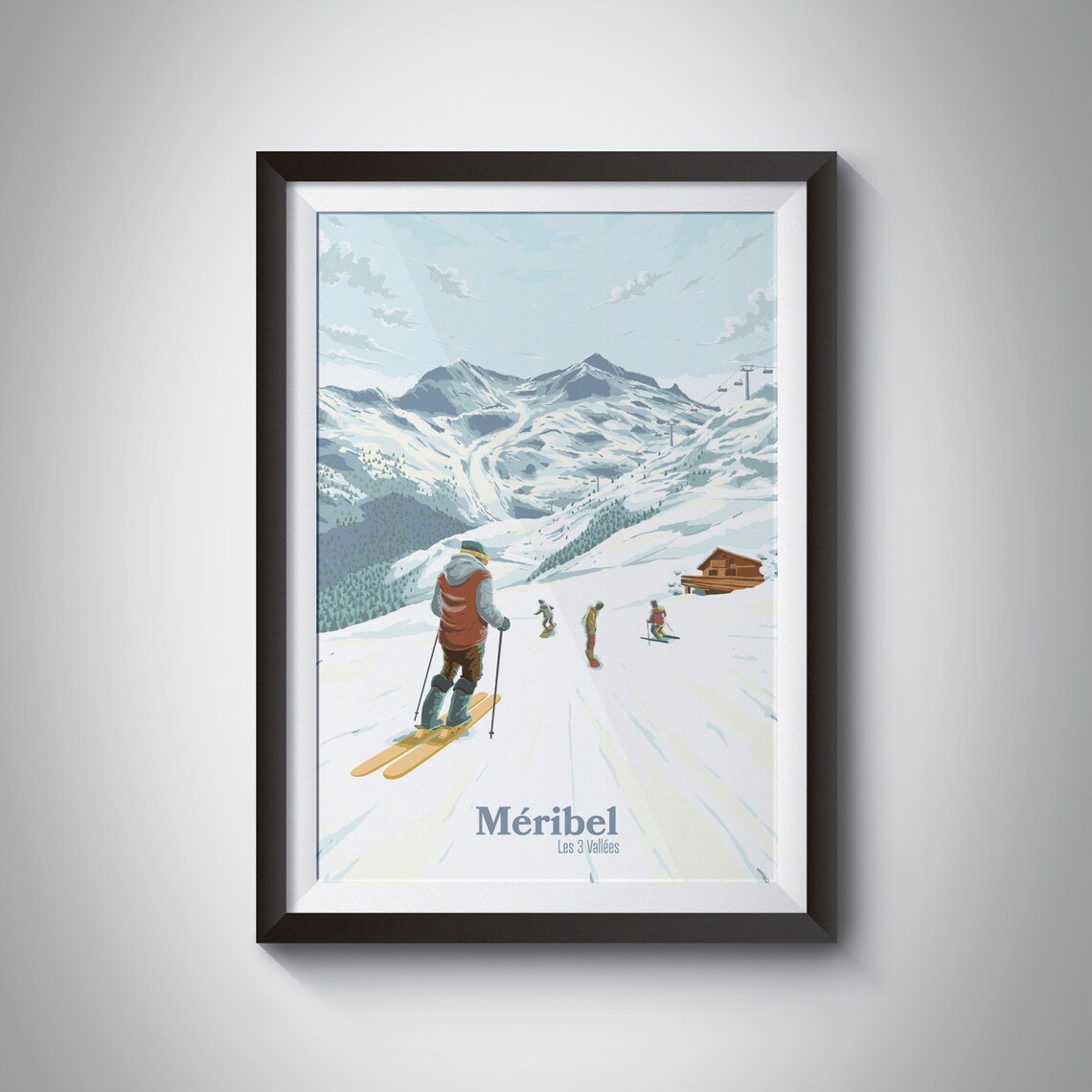 Meribel Ski Resort Vintage French Alps Travel Poster