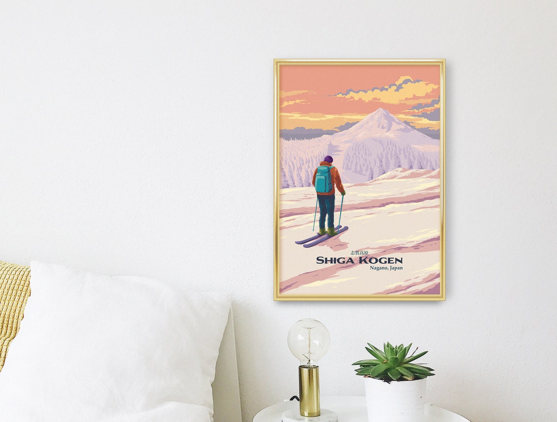 Shiga Kogen Ski Resort Poster Japan Travel Poster Ski Resort Print Vintage Ski Poster Snowboarding National Park Poster Nagana Art - Image 3