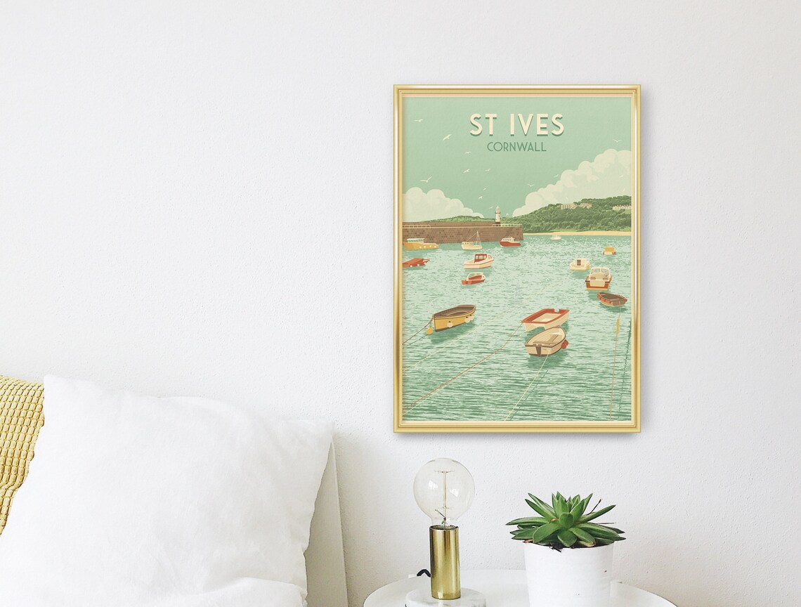 St Ives Cornwall Travel Poster, Seaside Travel Print - Image 3