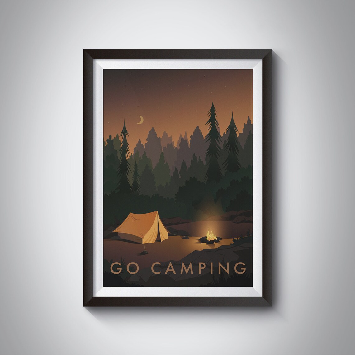 Go Camping Vintage Travel Poster, Outdoor Adventure