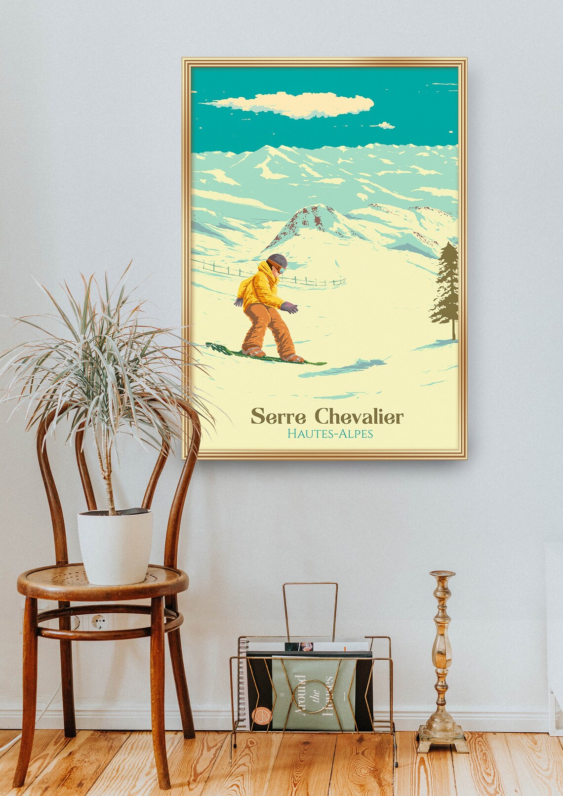 Serre Chevalier Snowboarding Travel Poster, French Alps - Image 2