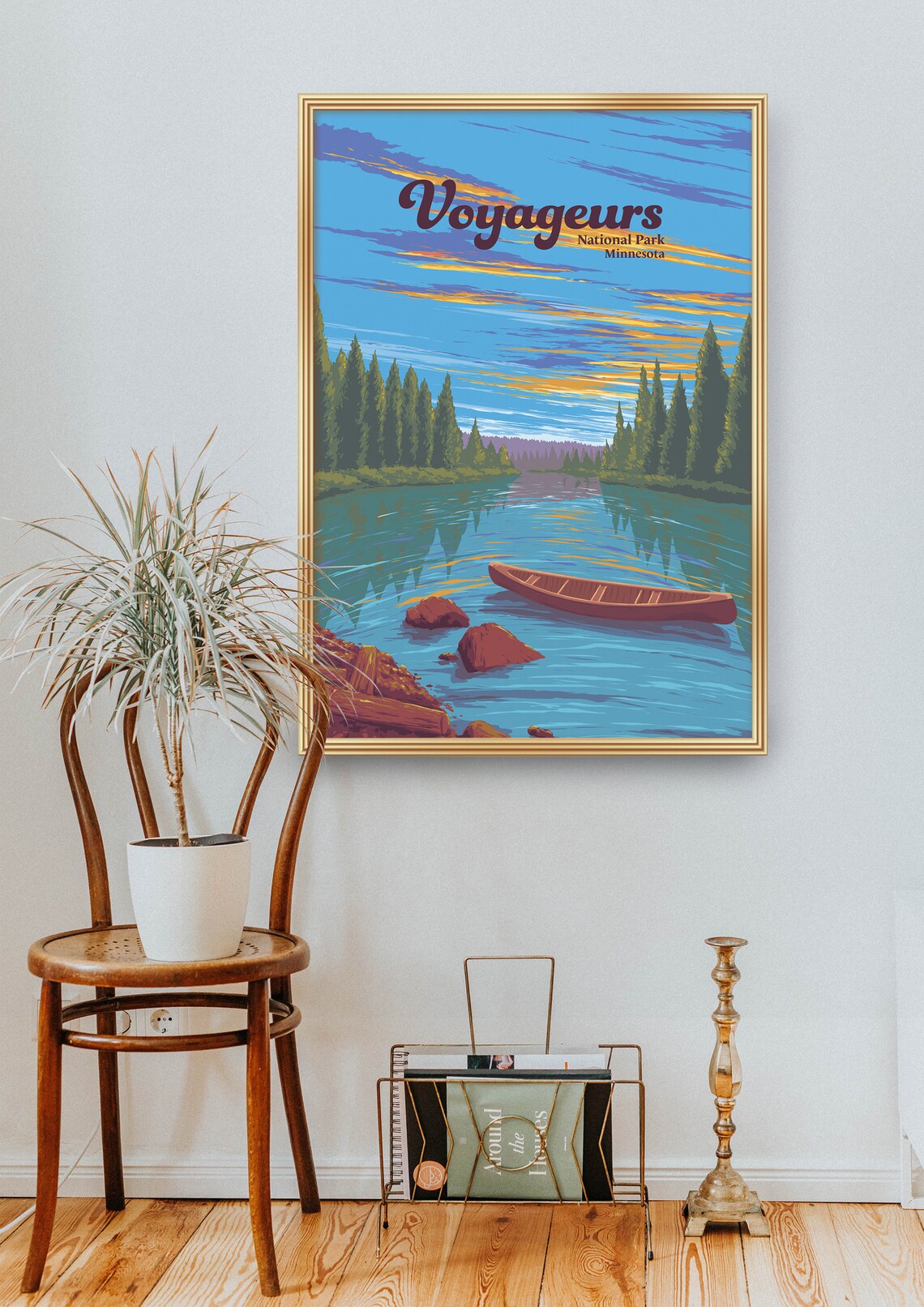 Voyageurs National Park Minnesota Sunset Canoe Lake Travel Poster - Image 2