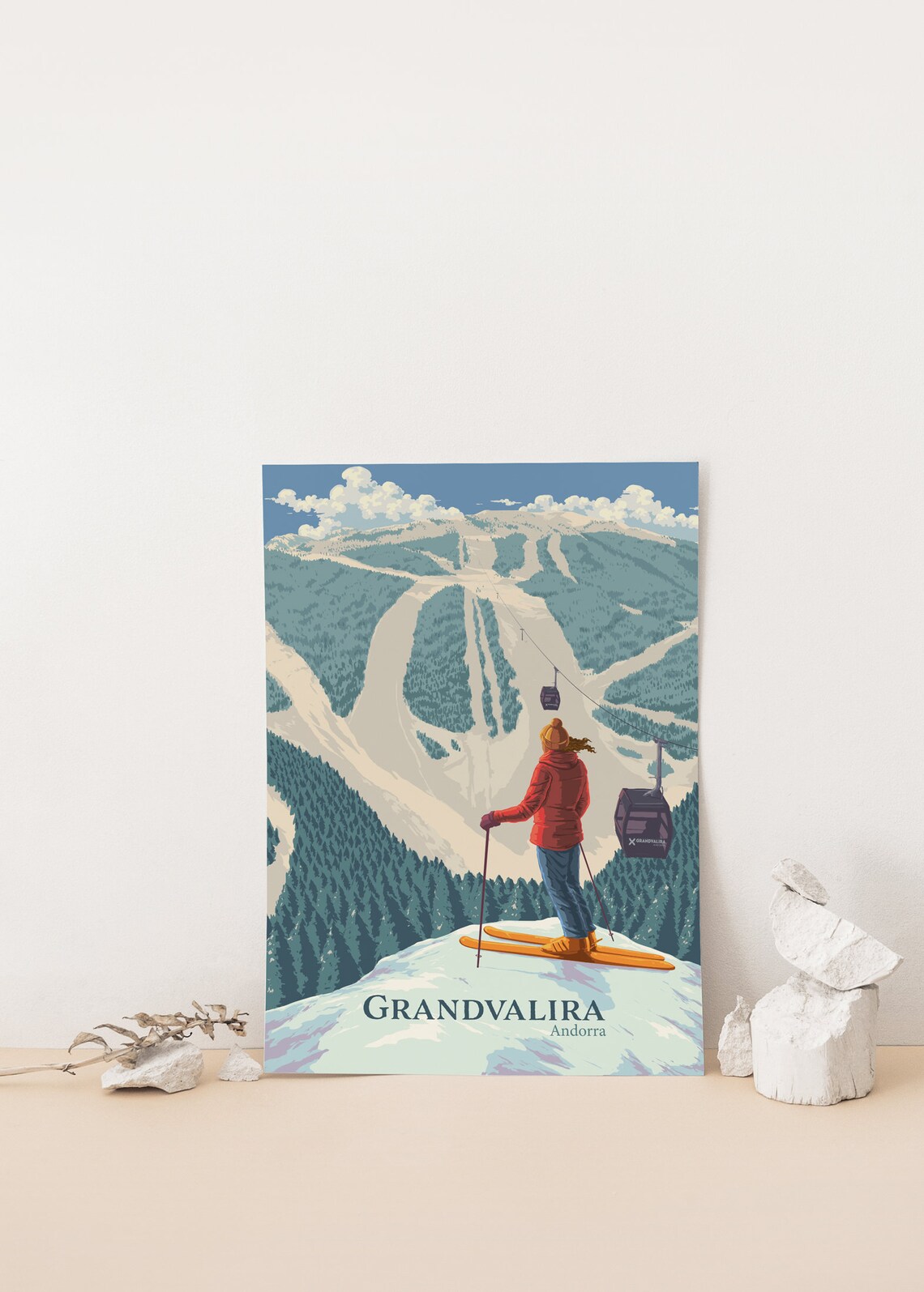 Grandvalira Ski Resort Vintage Travel Poster - Image 4