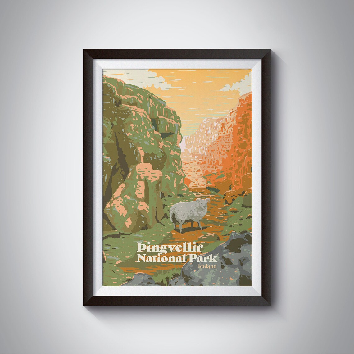 Thingvellir National Park Retro Travel Poster Print