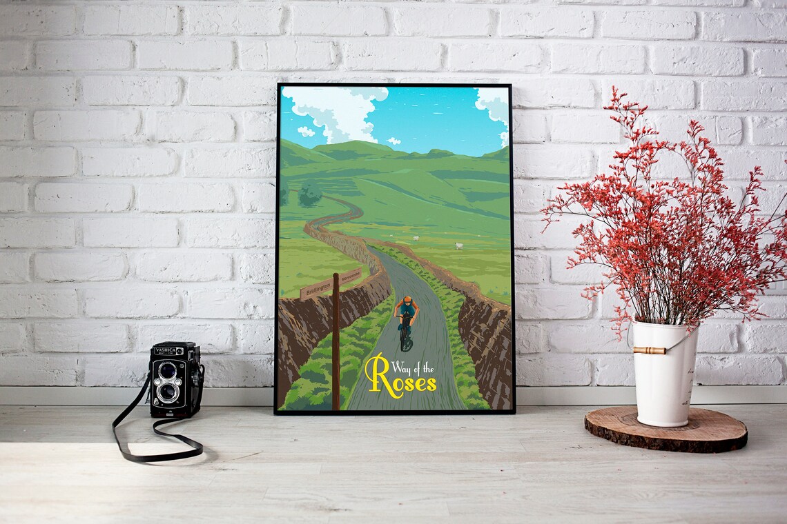 Way Of The Roses Cycling Travel Poster Print - Image 3