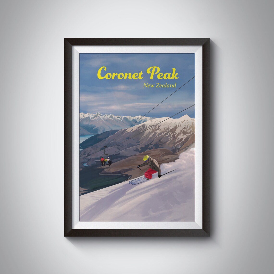 Coronet Peak Queenstown New Zealand Travel Poster