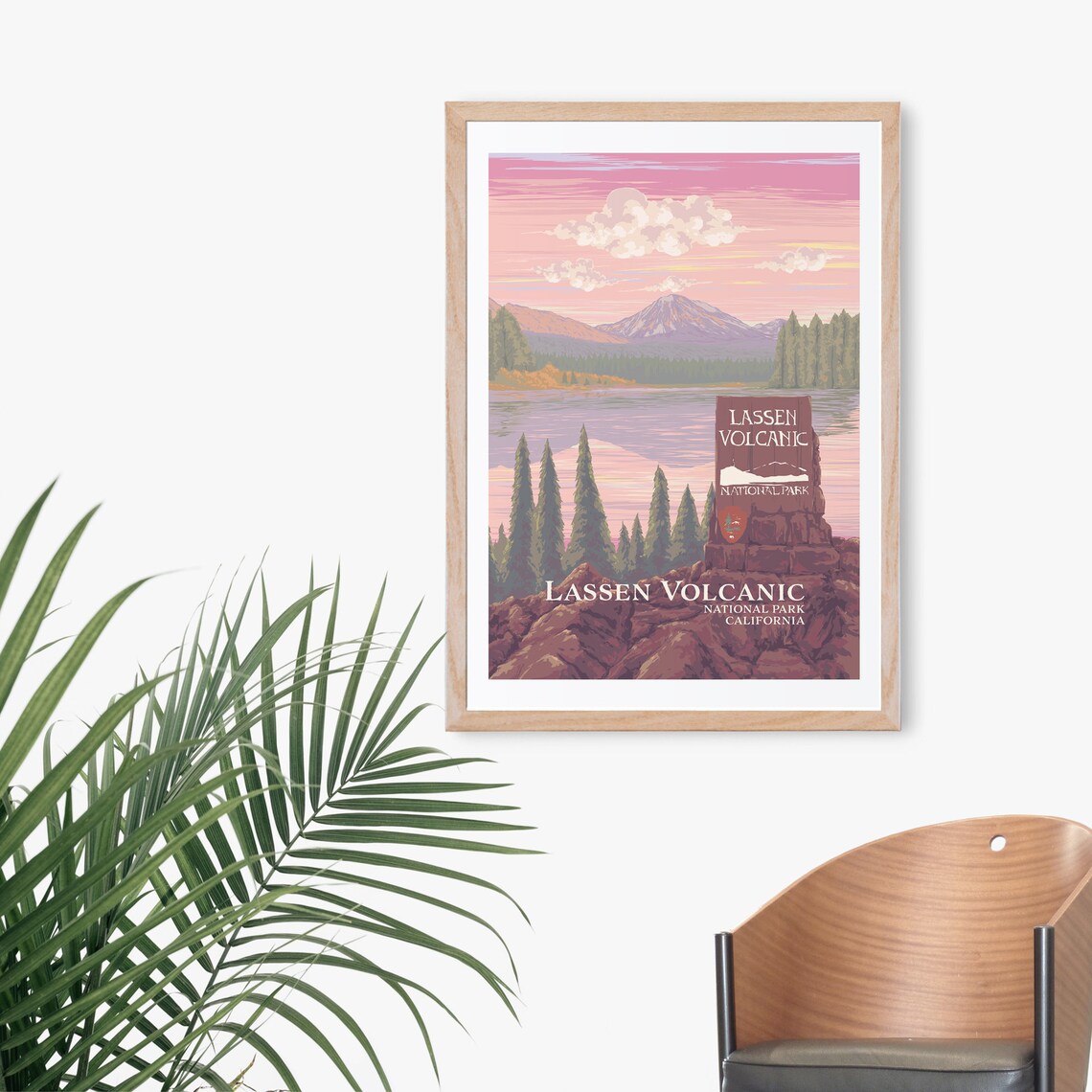 Lassen Volcanic California Park Sign Manzanita Lake Travel Poster - Image 3