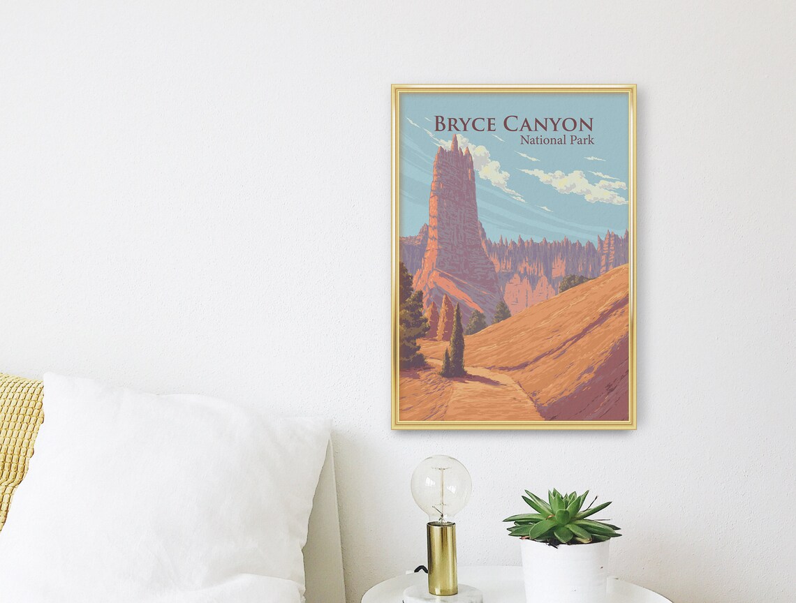 Bryce Canyon National Park Utah Hoodoos Desert Trail Scene Art Poster - Image 3