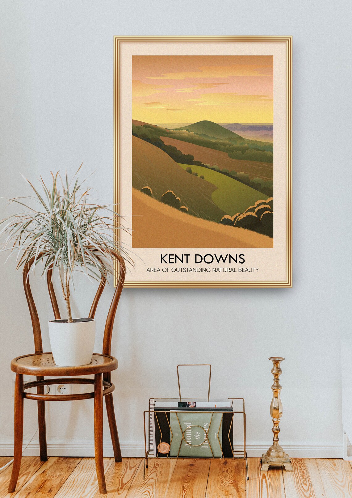 Kent Downs Rolling English Hills Sunset Vintage Travel Art Poster - Image 2