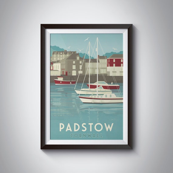 Padstow Cornwall Vintage Harbour Sailing Boats Seaside Travel Poster