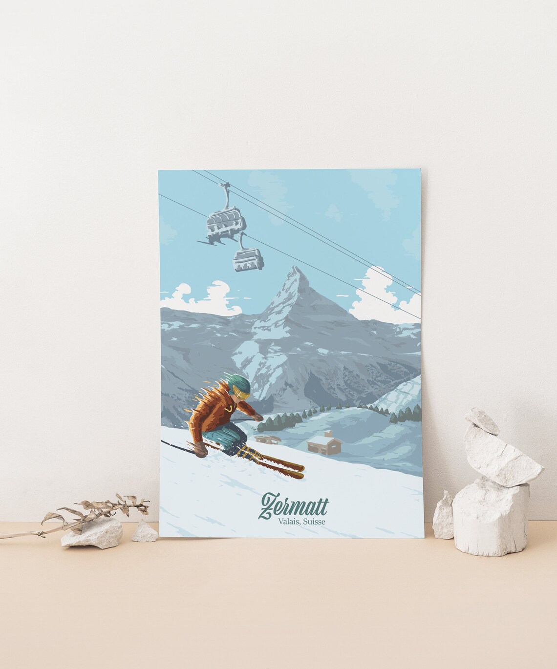 Zermatt Ski Resort Matterhorn Vintage Travel Poster - Image 4