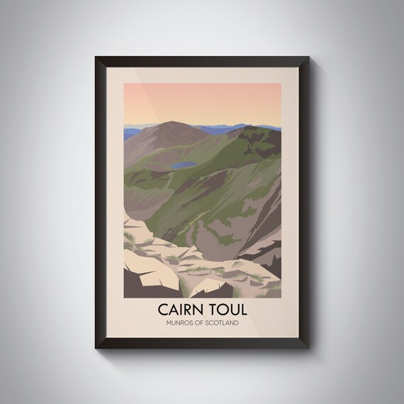 Cairn Toul Munros of Scotland Highlands Sunset Vintage Travel Poster