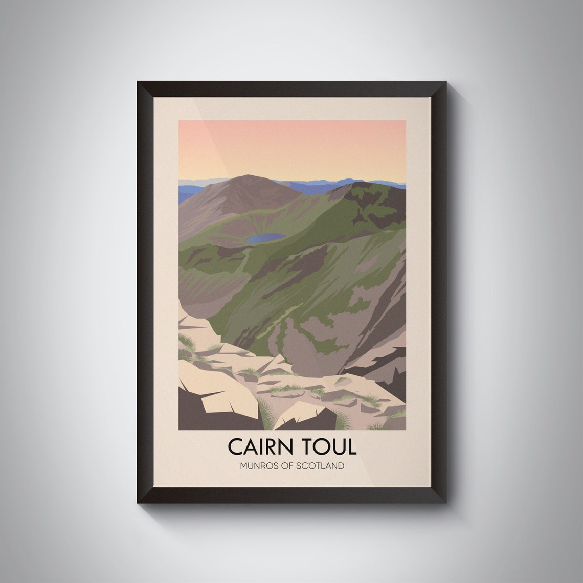 Cairn Toul Munros Of Scotland Travel Poster Cairngorms Lairig Ghru Bealach Vintage Travel Print Hiking Gift Scottish Highlands Retro