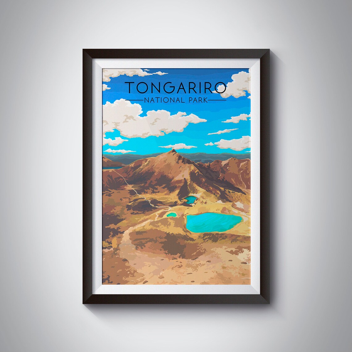 Tongariro National Park Vintage Travel Poster