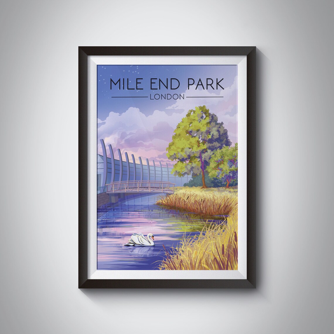 Mile End Park, East London Travel Poster Print