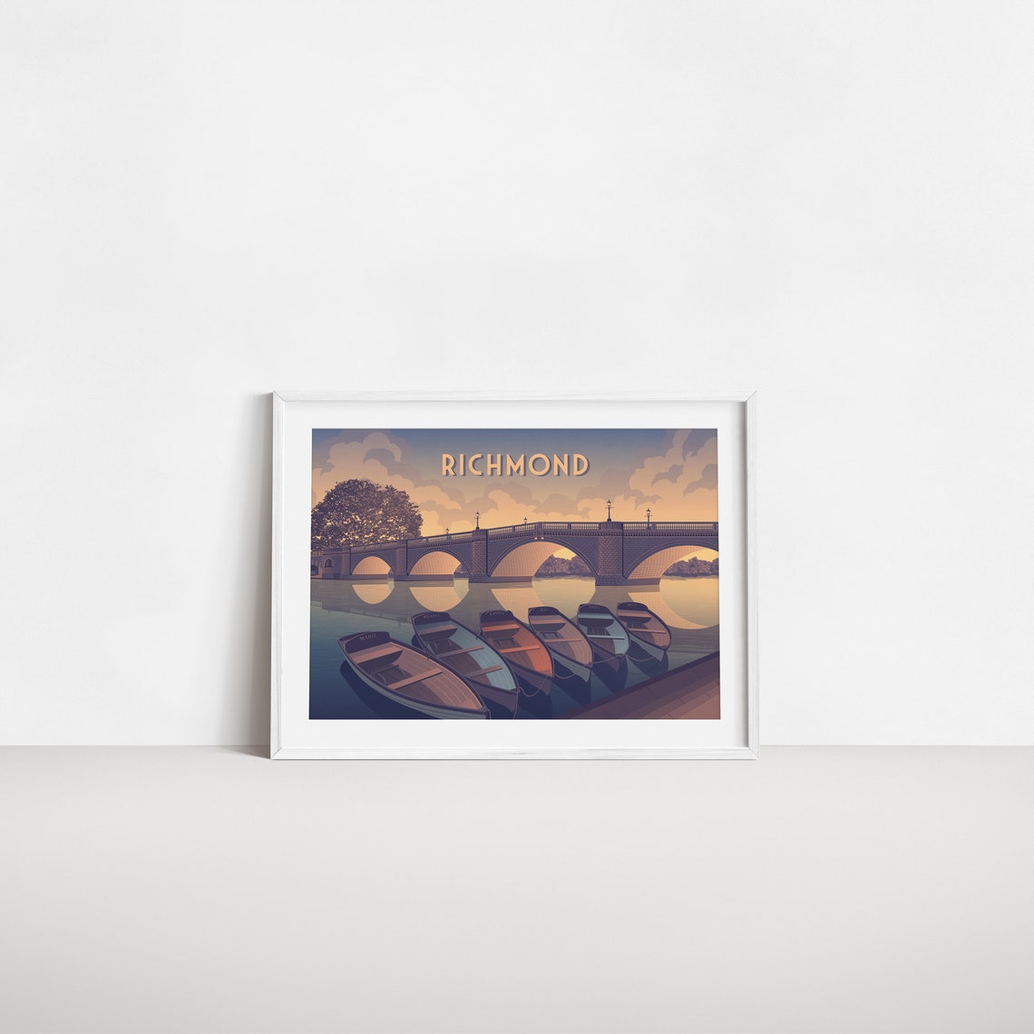 Richmond Travel Poster London Richmond Bridge River Thames Twickenham South West London Richmond Park Vintage Travel Print Retro Art - Image 2
