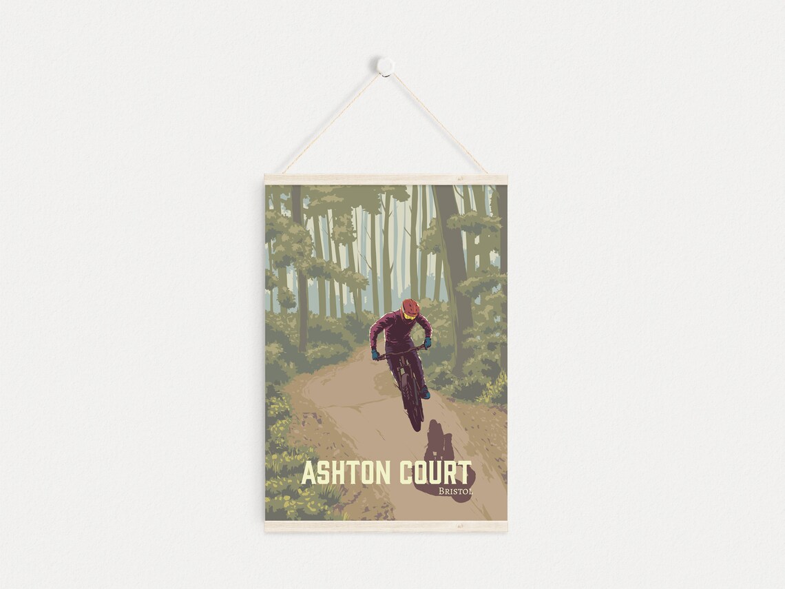 Ashton Court Woodland Trail Vintage Bristol Mountain Bike Poster - Image 4
