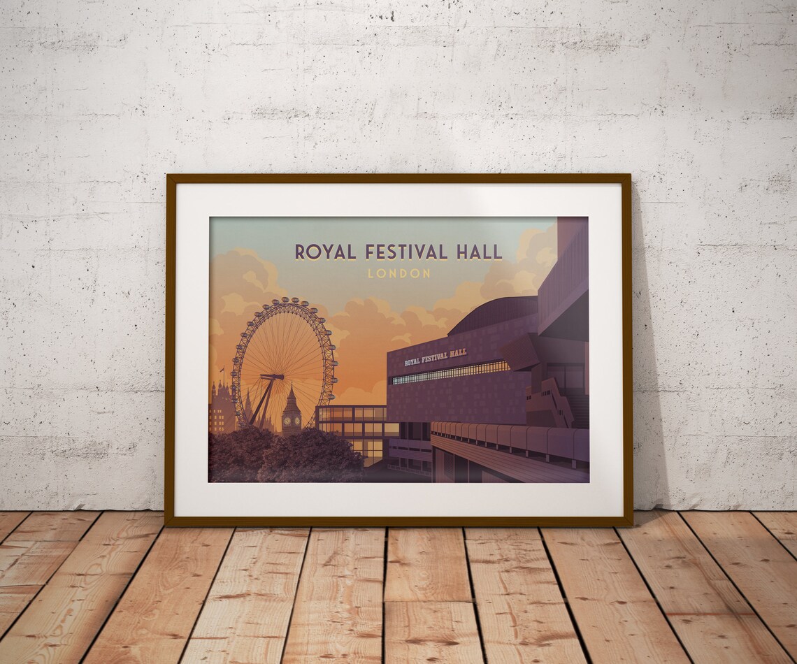 Royal Festival Hall London South Bank Travel Poster - Image 4