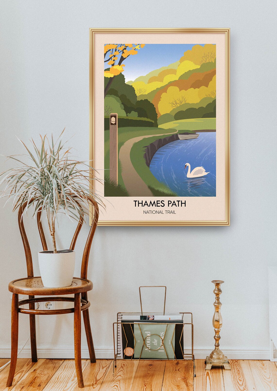 Thames Path National Trail Vintage Travel Poster - Image 2