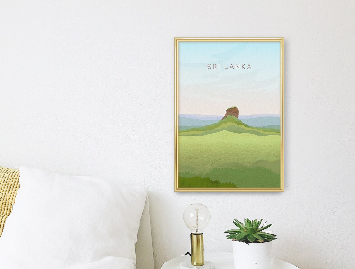 Sri Lanka Sigiriya Rock Green Hills Minimalist Landscape Poster - Image 3