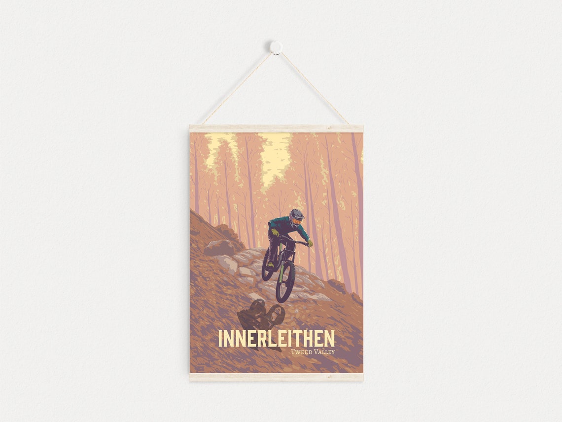 Innerleithen Downhill Jump Vintage Tweed Valley MTB Trail Poster - Image 4