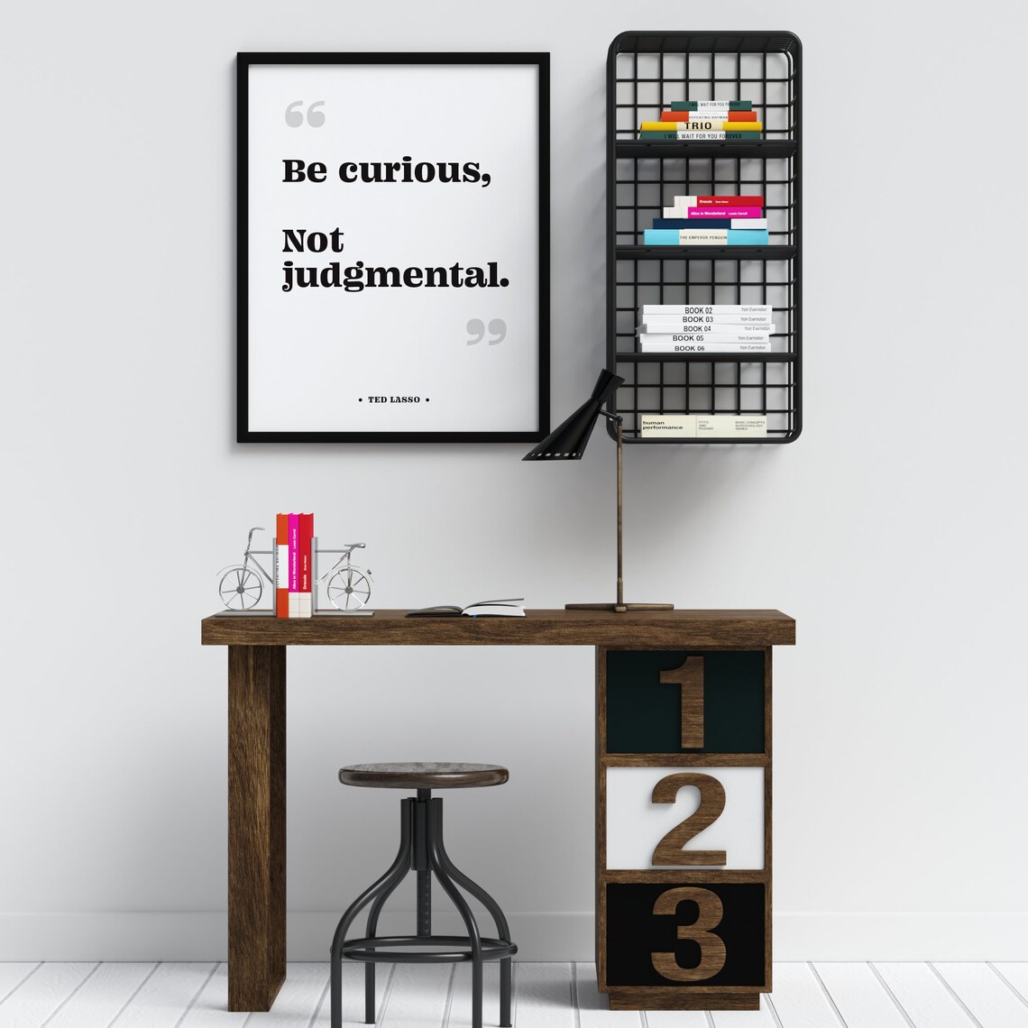 Be Curious Not Judgmental Inspirational Print Wall Decor Tv Quote Typography Poster - Image 2