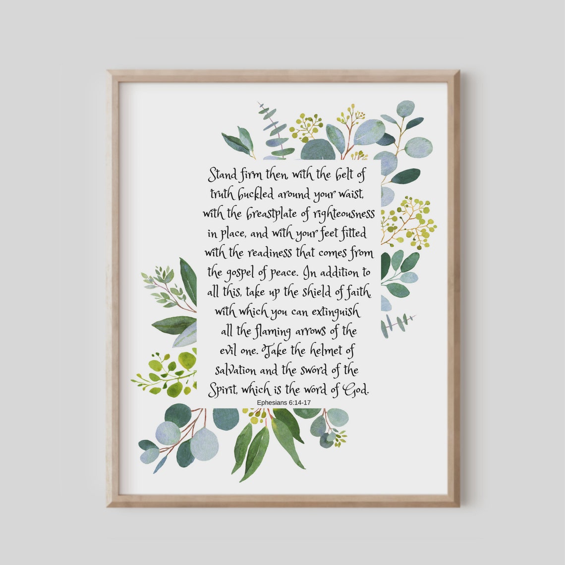 Stand Firm Armor of God Ephesians 6 Eucalyptus Scripture Poster