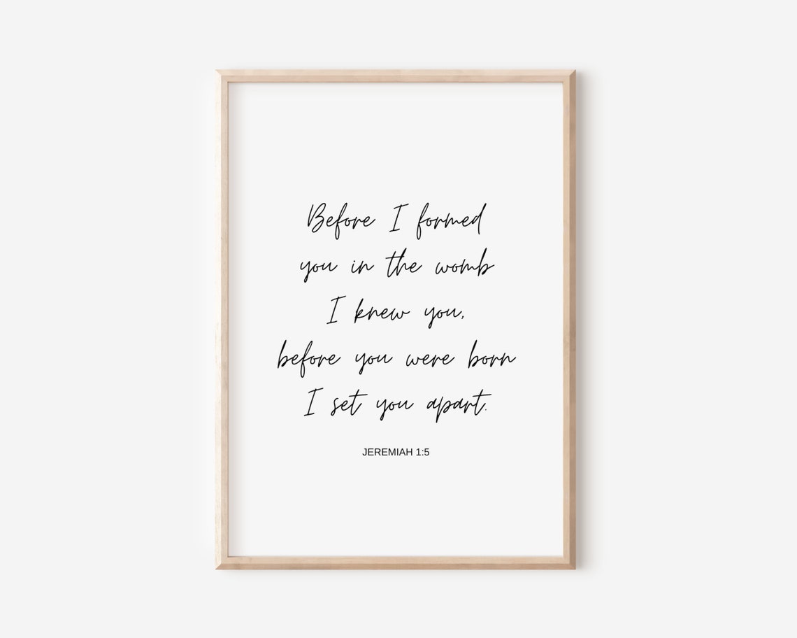 Jeremiah 1 Verse 5 Before I Formed You Minimalist Scripture Poster
