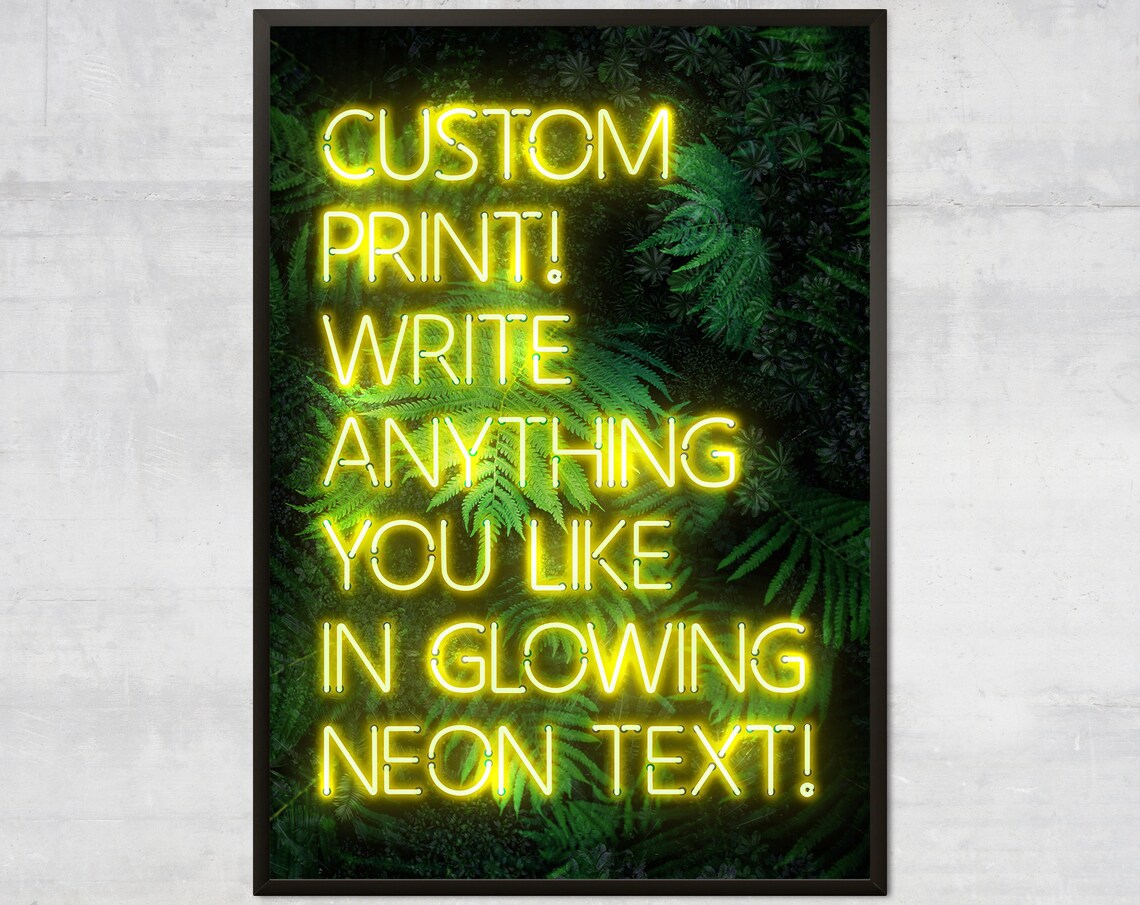 Personalised Yellow Neon Floral Quote Art Print