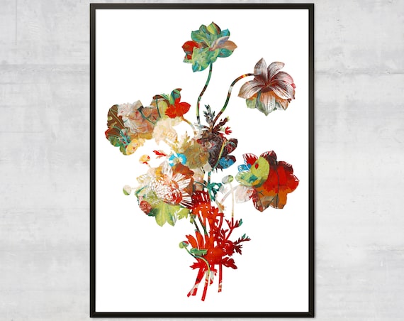 Colorful Watercolor Wildflower Bouquet Floral Botanical Artwork Poster