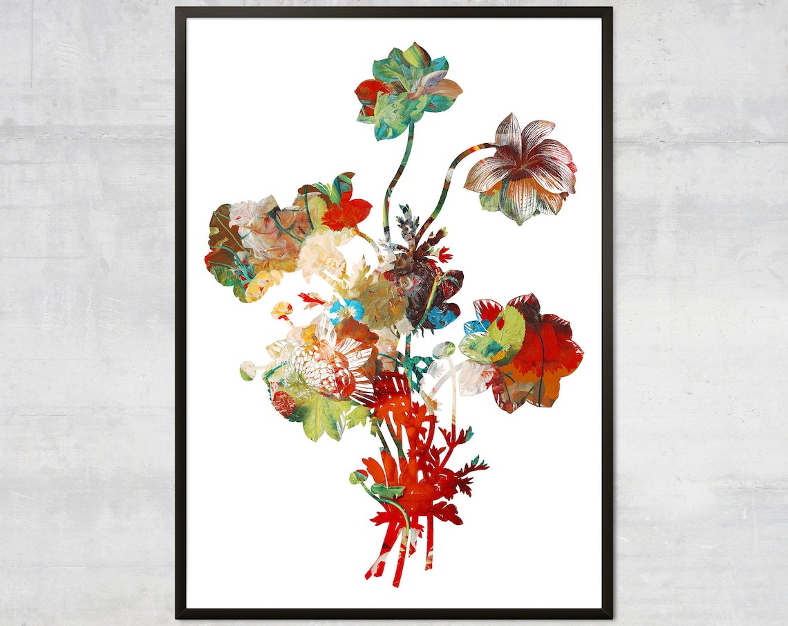Colorful Watercolor Wildflower Bouquet Floral Botanical Artwork Poster