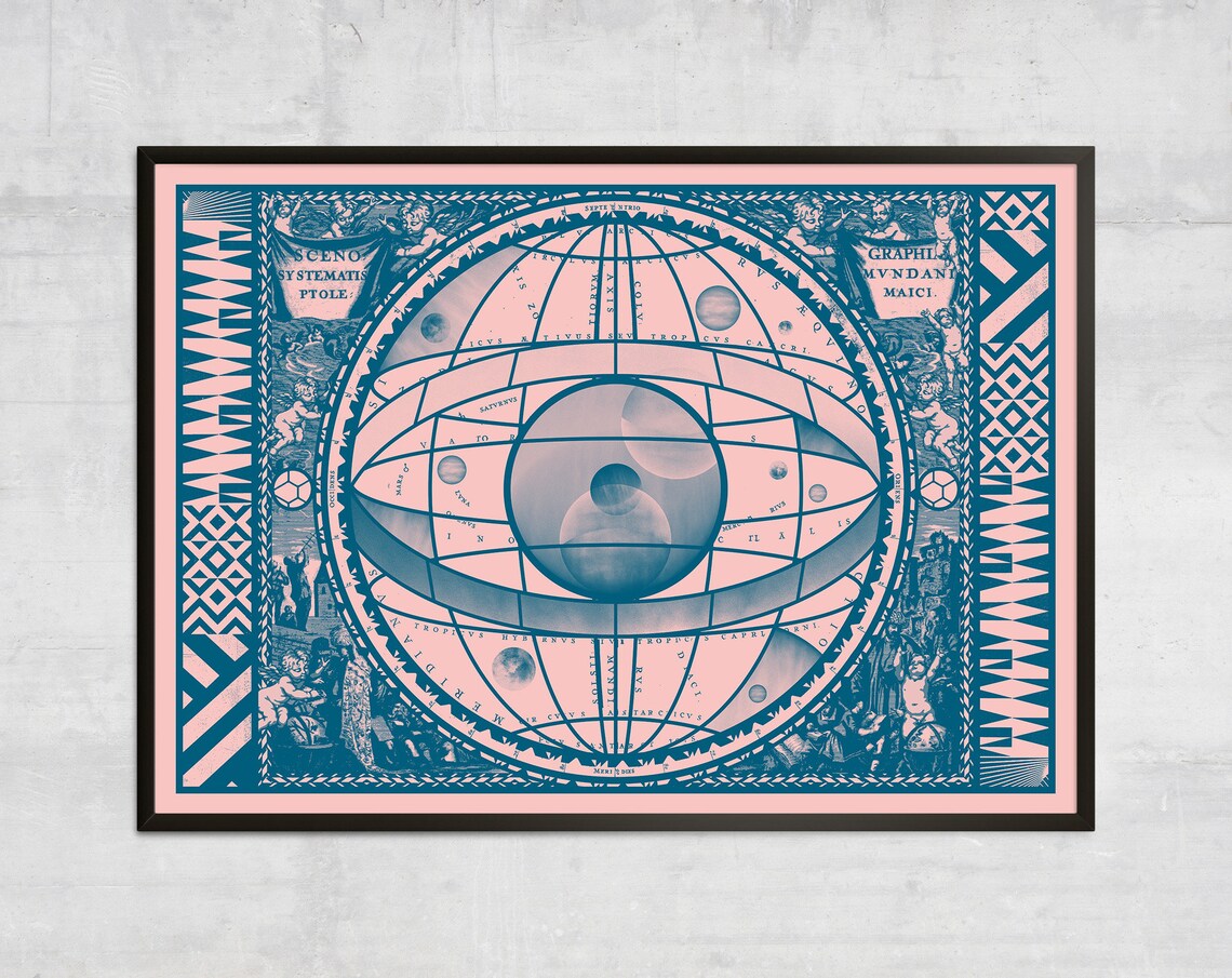 Sceno Systematis Map, Vintage Astronomy Art Print
