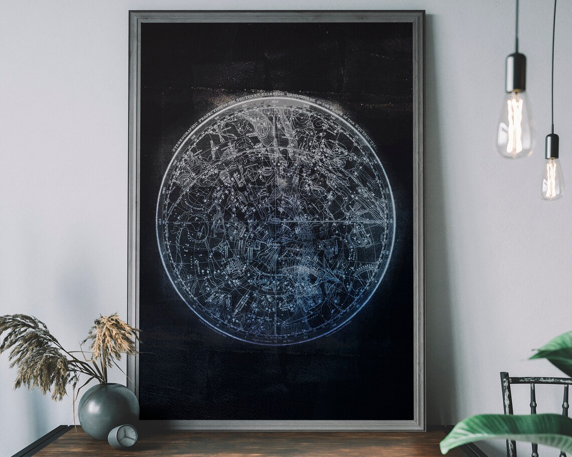 Night Sky Astronomy Star Map Poster, Vintage
