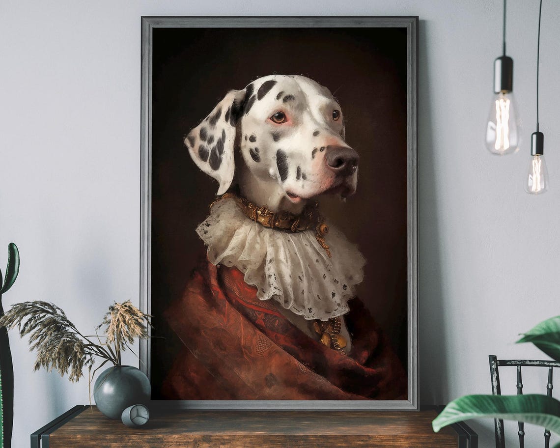 Dalmatian Renaissance Nobleman Dressed Dog Portrait Art Poster
