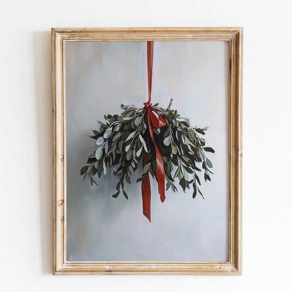 Christmas Wall Art Christmas Mistletoe Wall Art Christmas Winter Moody Wall Art White Watercolor Art Country Christmas Art