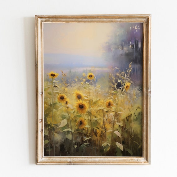 Wildflower Field Vintage Floral Landscape Art Print
