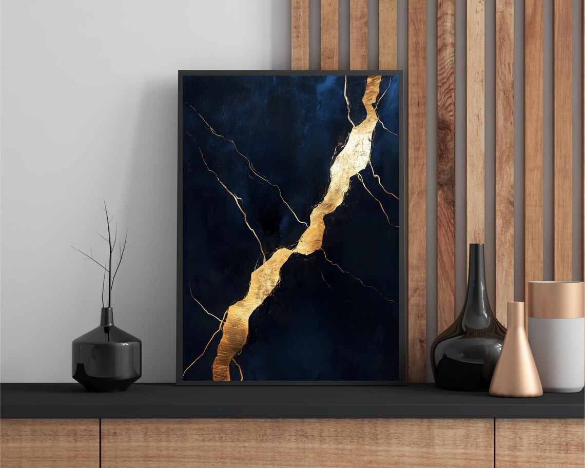 Black And Gold Marble Art Print Abstract Luxury Texture Instant Wall Art Modern Home Decor - Image 2