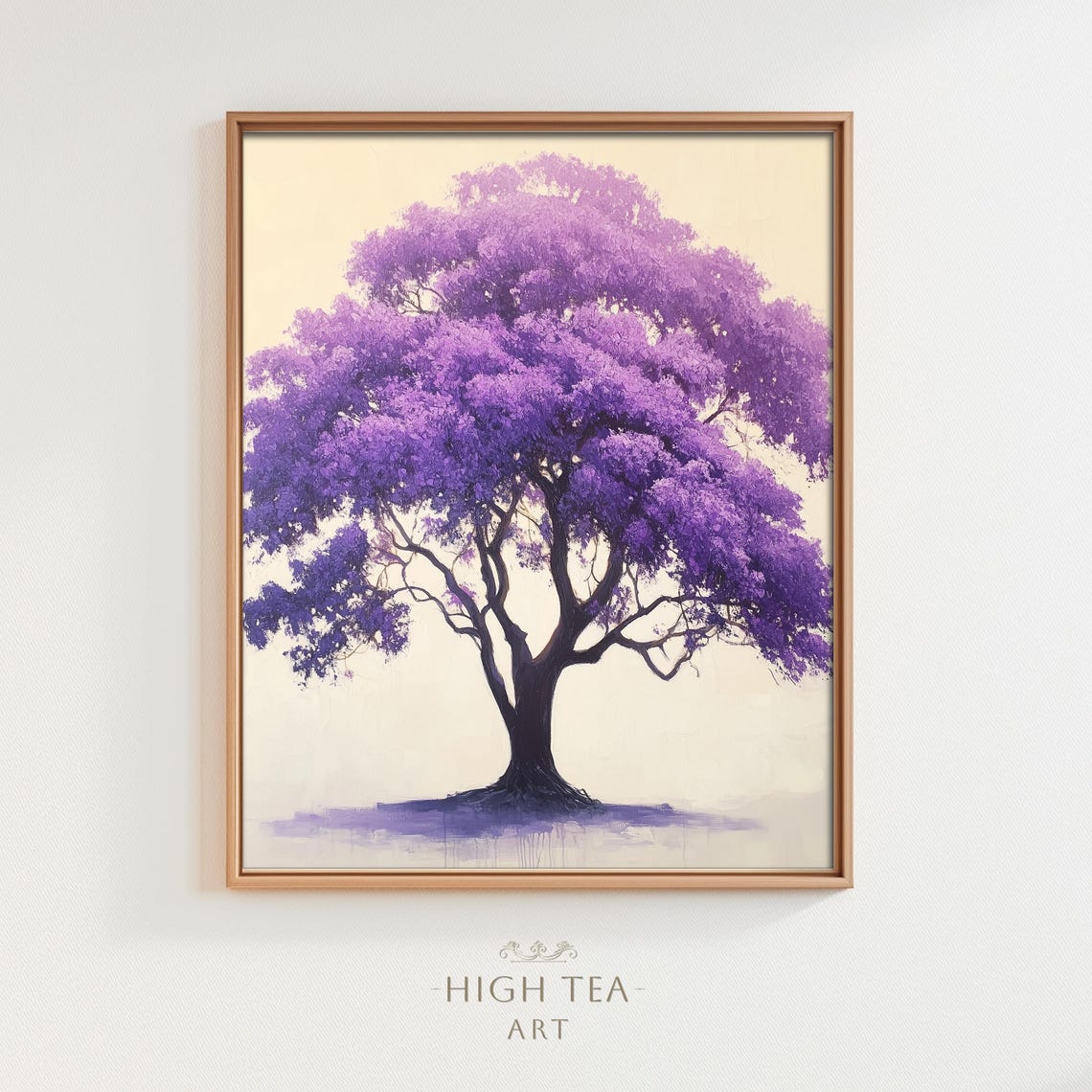 Purple Jacaranda Tree Bloom Vintage Oil Painting Botanical Tree Print